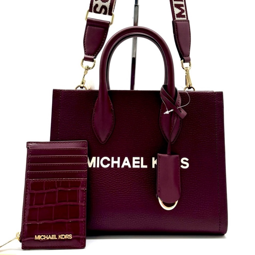 Michael Kors Mirella Small Crossbody Bag & Matching Card Case Wallet Ox Blood